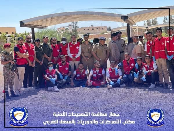 [ جهاز مكافحة التهديدات الأمنية يشارك في تمرين ميداني للإطفاء والإنقاذ بمدينة الجميل ]